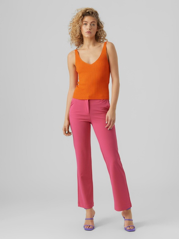 Vero Moda Oranžové dámske rebrované základné tielko VERO MODA Glory