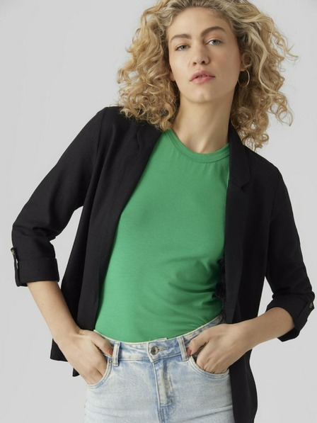 Vero Moda Čierna dámska bunda s ľanom VERO MODA Jesmilo