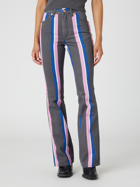 Wrangler Dámske ružovo-šedé džínsy Wrangler Heritage s prúžkom rozšíreného strihu