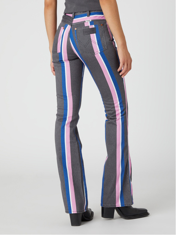 Wrangler Dámske ružovo-šedé džínsy Wrangler Heritage s prúžkom rozšíreného strihu