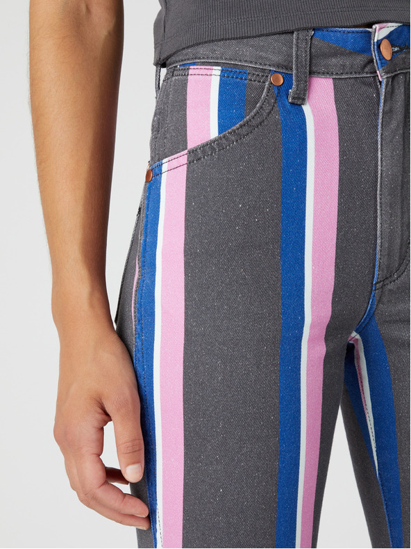 Wrangler Dámske ružovo-šedé džínsy Wrangler Heritage s prúžkom rozšíreného strihu