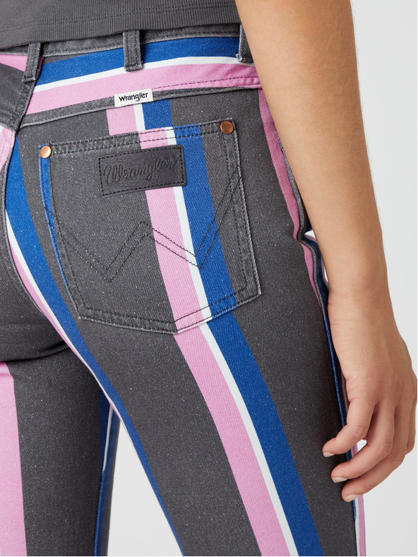 Wrangler Dámske ružovo-šedé džínsy Wrangler Heritage s prúžkom rozšíreného strihu
