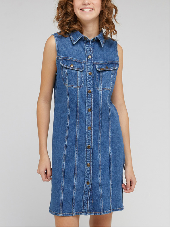 Lee Modré dámske džínsové šaty Lee