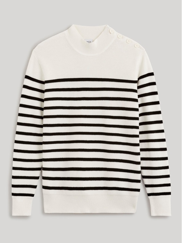 Celio Čiernobiely pánsky pruhovaný sveter Celio Denerio