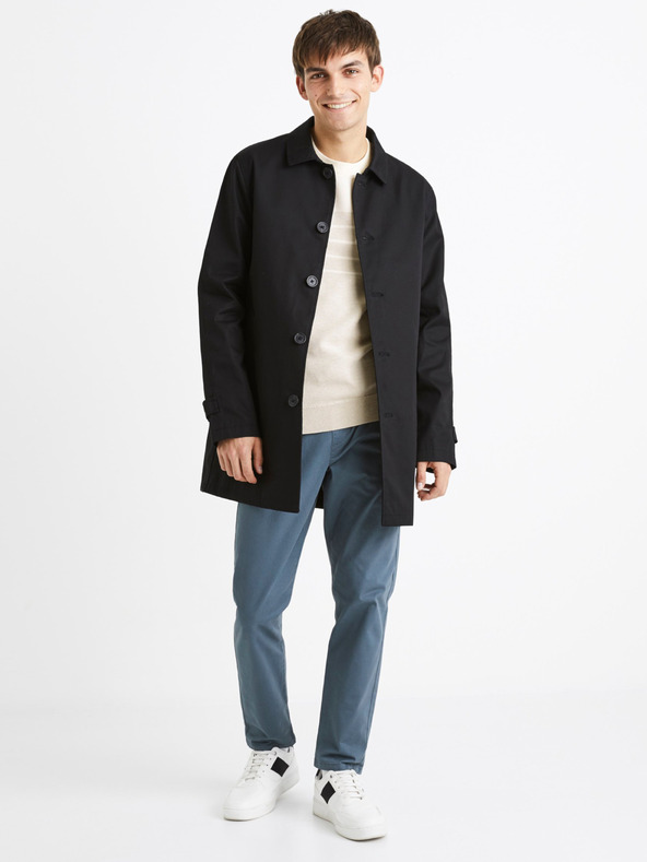 Celio Bielo-krémový pánsky bavlnený pruhovaný sveter Celio Depicray