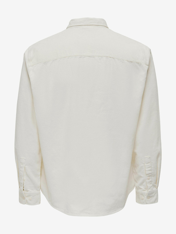 ONLY & SONS Krémová pánska manšestrová vrchná košeľa ONLY & SONS Alp