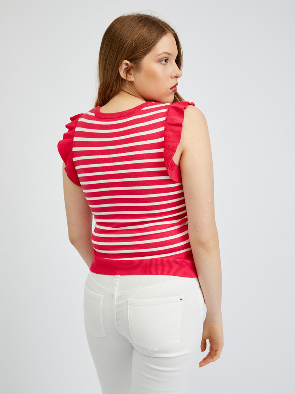 Orsay Bielo-ružové dámske pruhované tričko ORSAY