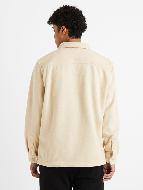 Celio Béžové pánske vrchné tričko Celio Dafleece