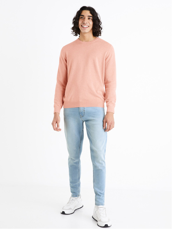 Celio Ružový pánsky sveter Celio Decoton