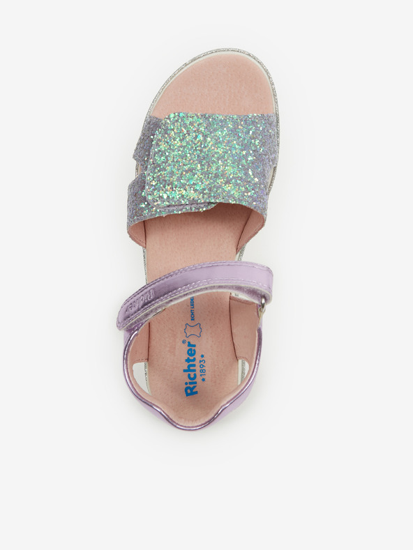 Richter Zeleno-fialové dievčenské metalické sandále Richter