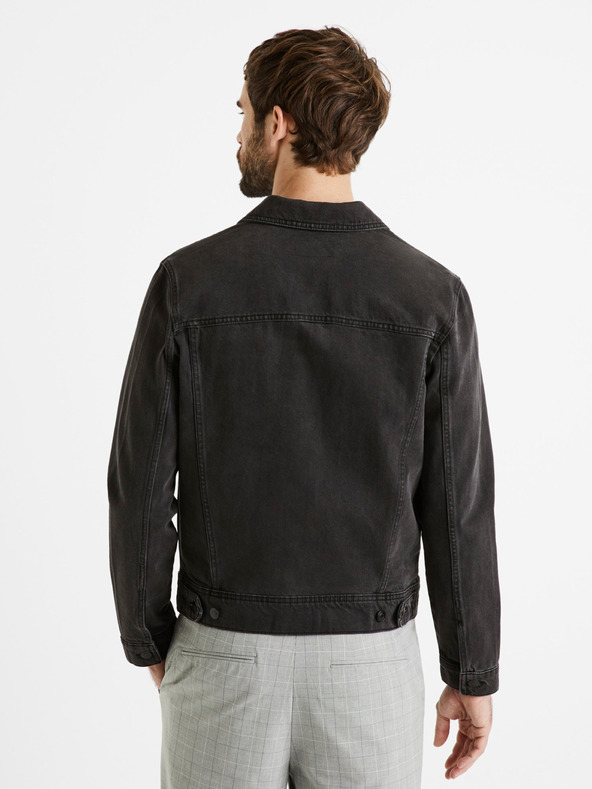 Celio Čierna pánska džínsová bunda Celio Dudens