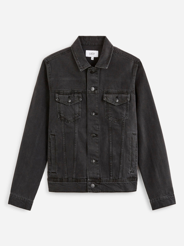 Celio Čierna pánska džínsová bunda Celio Dudens