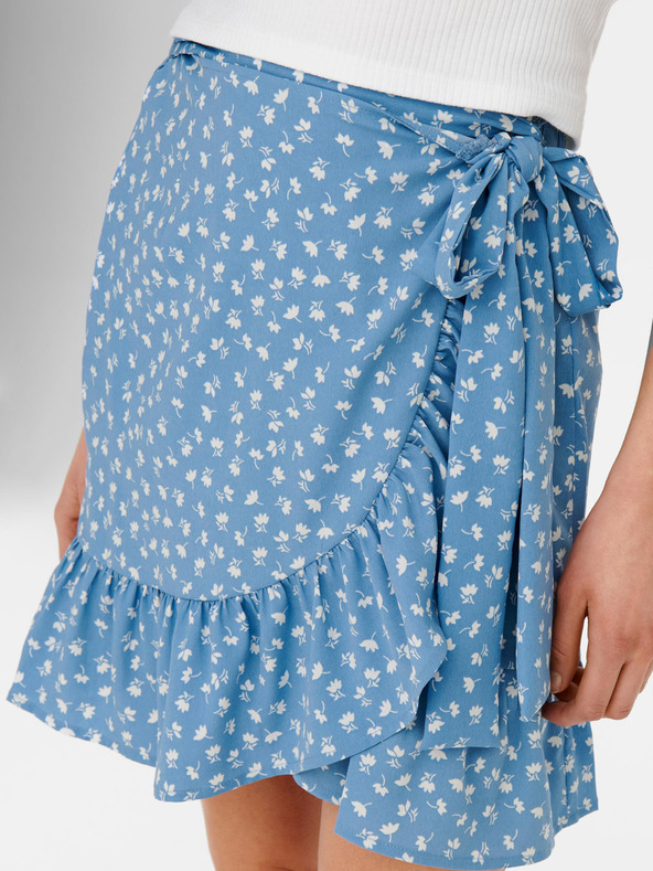 ONLY Modrá dámska kvetinová zavinovacia sukňa ONLY Olivia