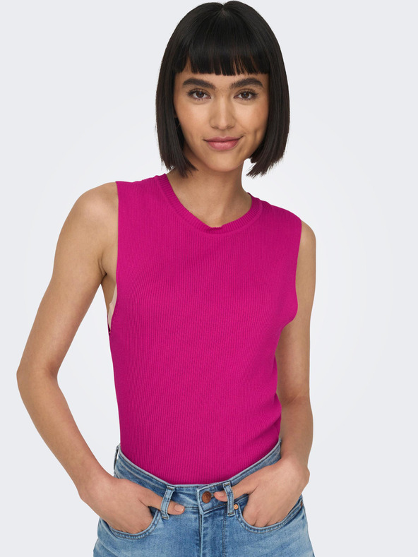 ONLY Tmavoružový dámsky rebrovaný top ONLY Majli