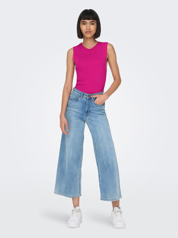 ONLY Tmavoružový dámsky rebrovaný top ONLY Majli