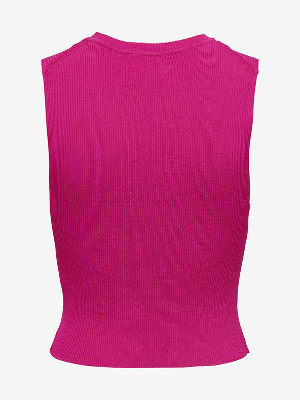 ONLY Tmavoružový dámsky rebrovaný top ONLY Majli