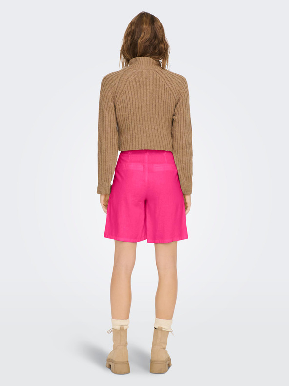 ONLY Tmavoružové dámske plátenné šortky ONLY Caro