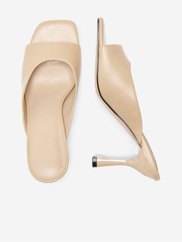 ONLY Svetlohnedé dámske papuče na podpätku ONLY Aiko