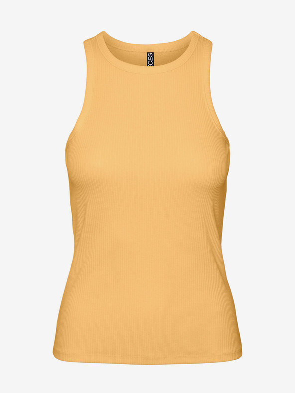 Pieces Žlté dámske rebrované tielko Basic Tank Pieces Hand