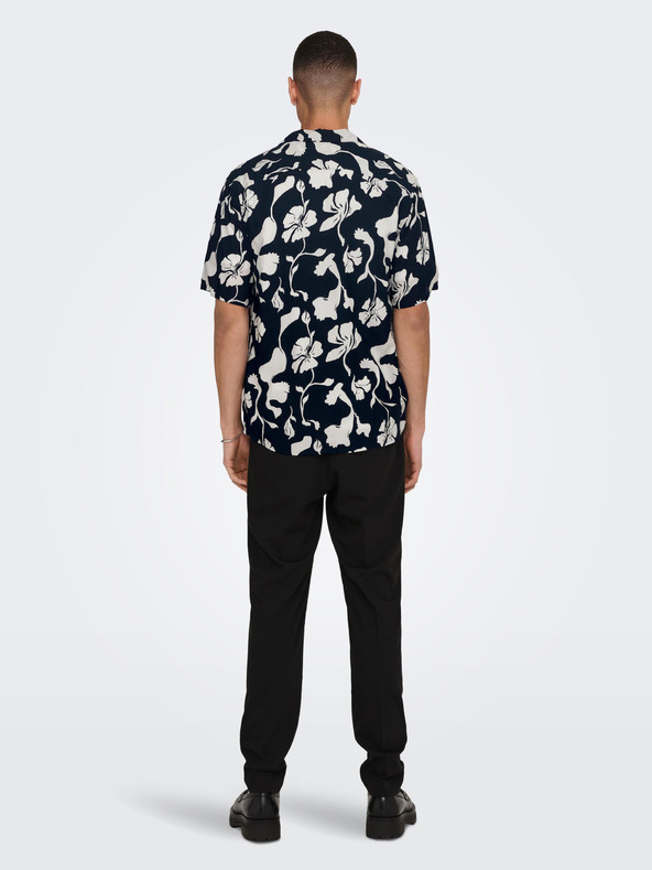 ONLY & SONS Tmavomodré pánske vzorované tričko ONLY & SONS Dash s krátkym rukávom