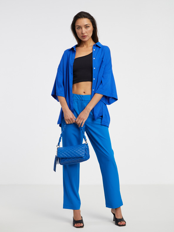 Vero Moda Modré dámske skrátené nohavice VERO MODA Zelda