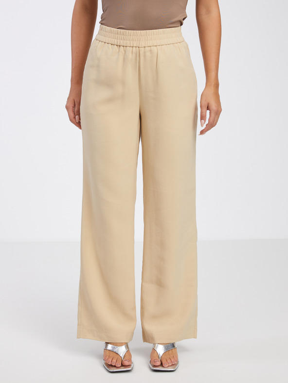 Vero Moda Béžové dámske nohavice so širokými nohavicami VERO MODA Carmen