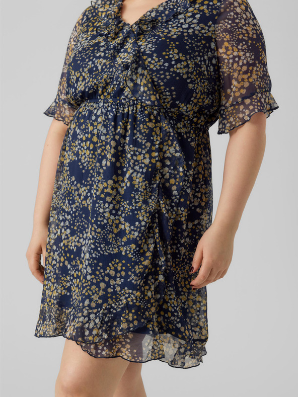 Vero Moda Curve Tmavomodré dámske vzorované šaty by VERO MODA CURVE Dora