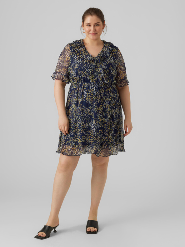 Vero Moda Curve Tmavomodré dámske vzorované šaty by VERO MODA CURVE Dora