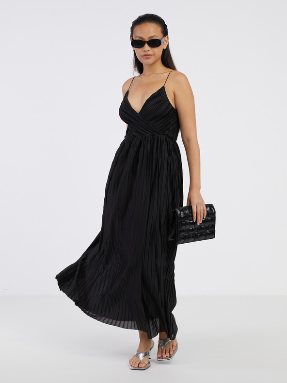 ONLY Čierne dámske plisované maxi šaty ONLY Elema
