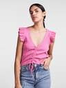 Pieces Ružové dámske crop top tričko Pieces Tegan
