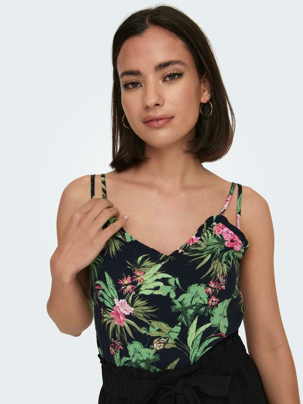 ONLY Zeleno-čierne dámske vzorované tielko ONLY Nova