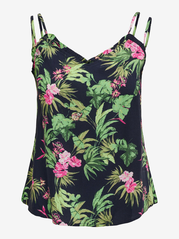 ONLY Zeleno-čierne dámske vzorované tielko ONLY Nova