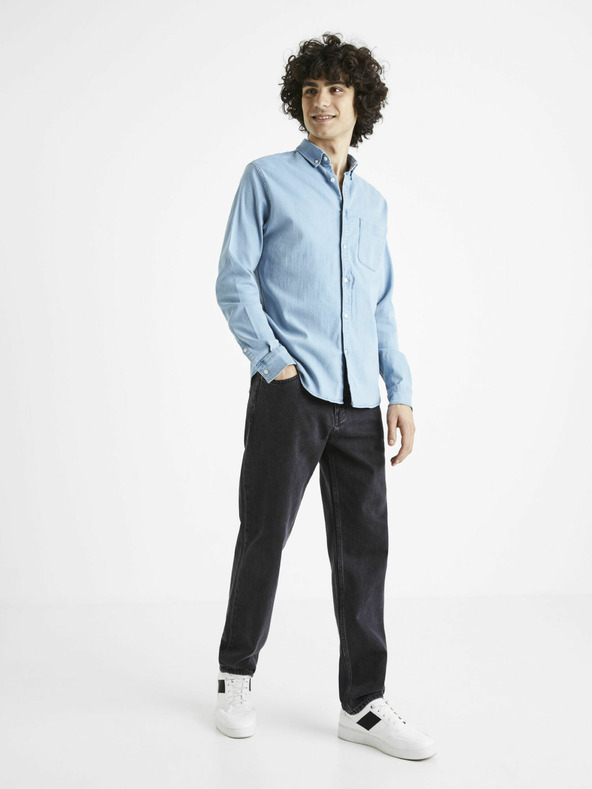 Celio Svetlomodré pánske džínsové tričko Celio Cadeni