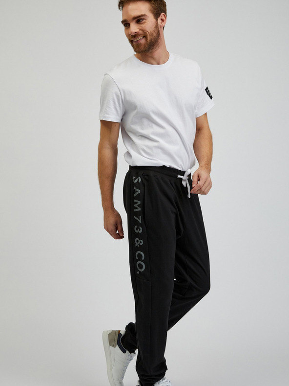 Sam 73 Čierne pánske tepláky s nápisom SAM73 Dio