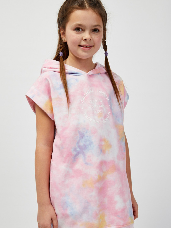 Sam 73 Modro-ružová dievčenská predĺžená mikina bez rukávov SAM73 Pyr