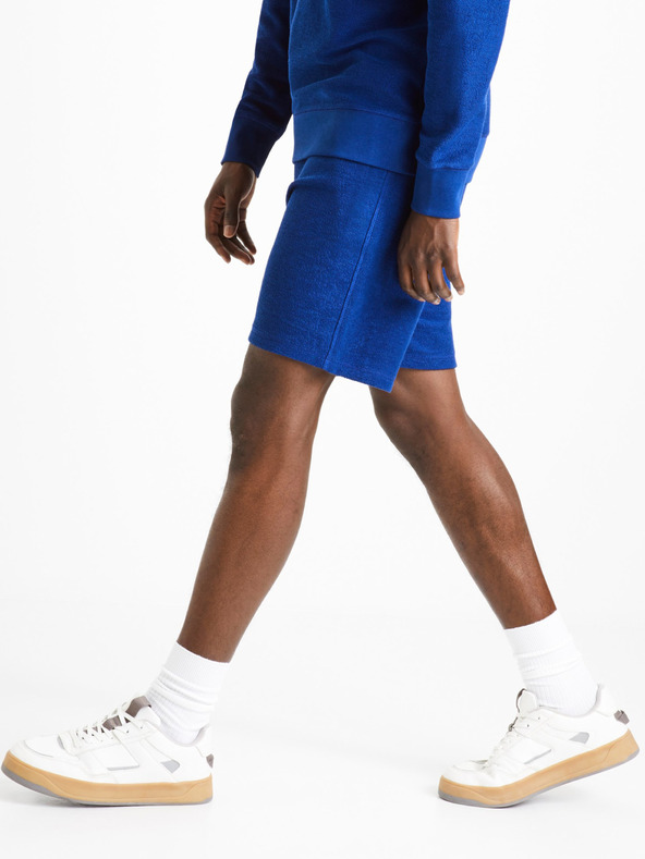 Celio Tmavomodré pánske teplákové šortky Celio Doreverse