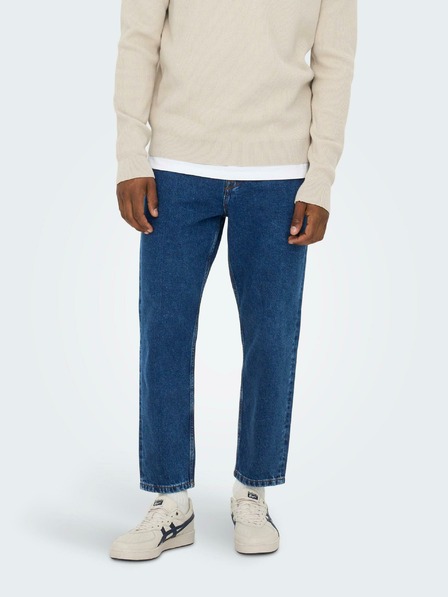 ONLY & SONS Modré pánske džínsy rovného strihu ONLY & SONS Savi