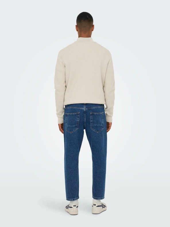 ONLY & SONS Modré pánske džínsy rovného strihu ONLY & SONS Savi