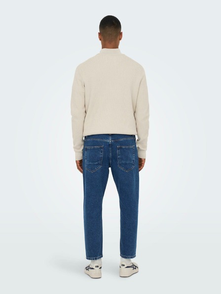 ONLY & SONS Modré pánske džínsy rovného strihu ONLY & SONS Savi