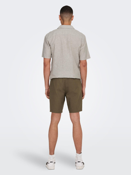 ONLY & SONS Hnedé pánske plátenné šortky ONLY & SONS Linus