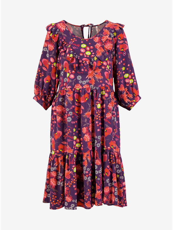Blutsgeschwister Ružovo-fialové dámske kvetinové šaty Blutsgeschwister Fabala By Butterfly