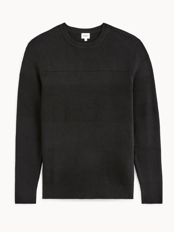 Celio Čierny pánsky základný sveter Celio Defields