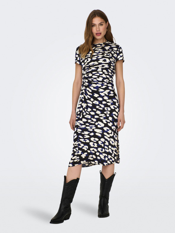 Jacqueline de Yong Krémovo-čierne dámske vzorované šaty JDY Urba