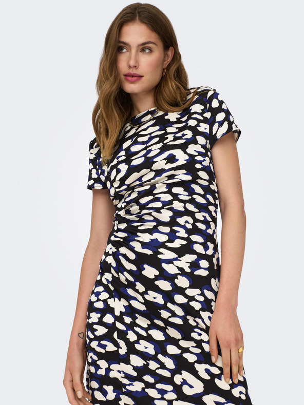 Jacqueline de Yong Krémovo-čierne dámske vzorované šaty JDY Urba