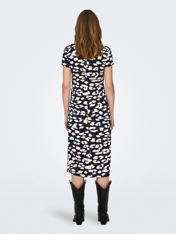 Jacqueline de Yong Krémovo-čierne dámske vzorované šaty JDY Urba