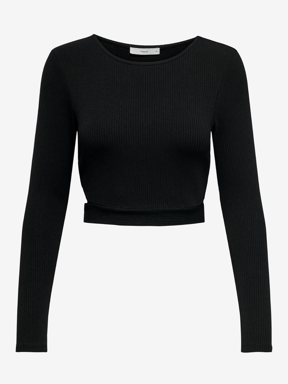 ONLY Čierne dámske tričko s rozparky ONLY Nikita