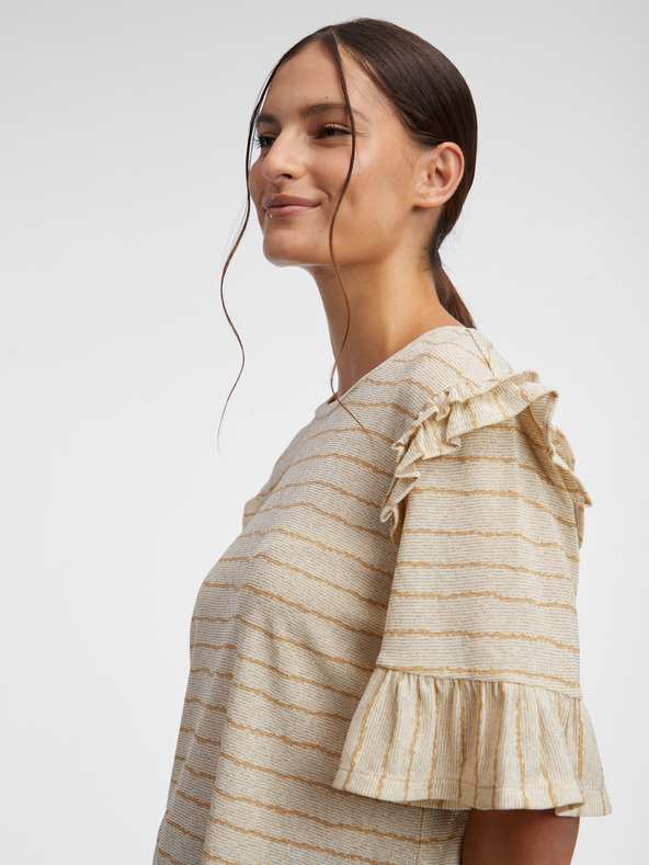 Orsay Béžové dámske pruhované tričko ORSAY