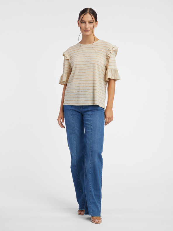 Orsay Béžové dámske pruhované tričko ORSAY