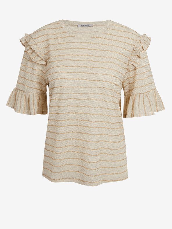 Orsay Béžové dámske pruhované tričko ORSAY