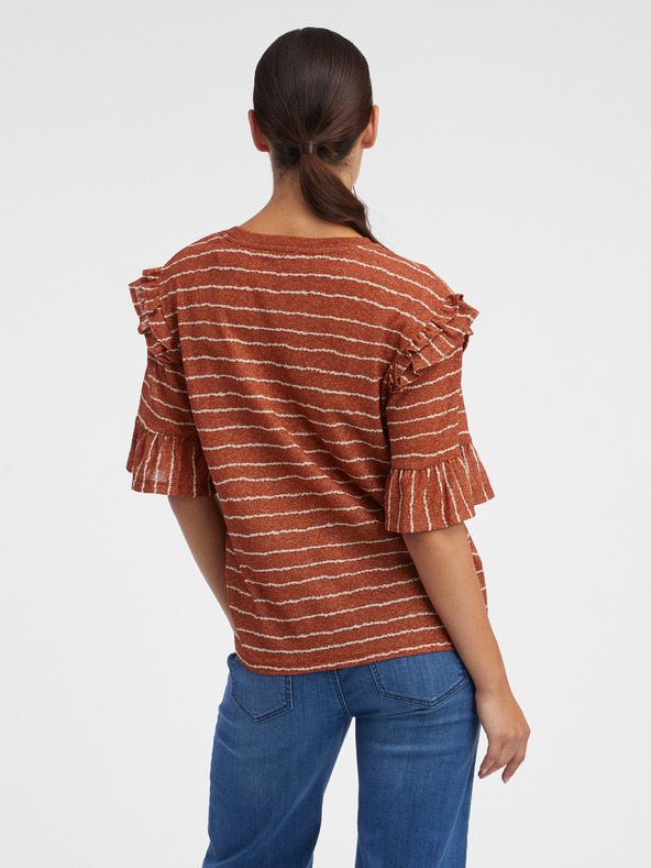 Orsay Hnedé dámske pruhované tričko ORSAY